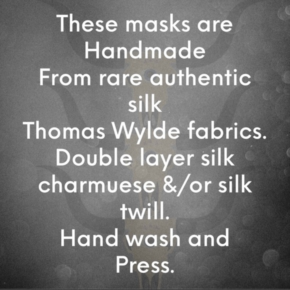 Handmade silk charmuese masks from Thomas Wylde fabrics - Picture 2 of 5